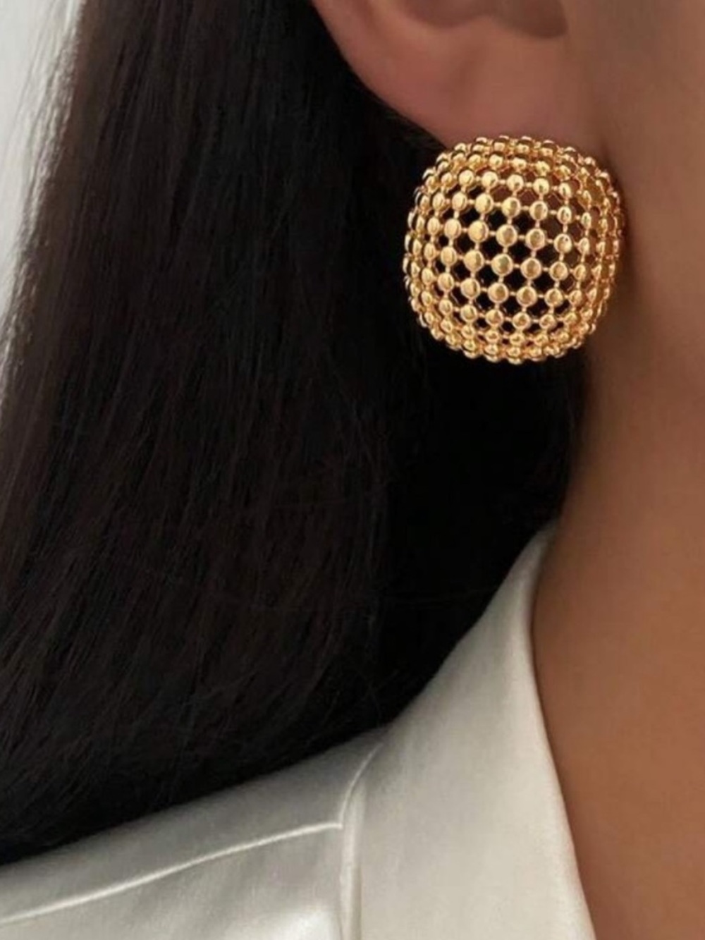 Gold Textured Dome Ring & Earrings Set - Picture 2 of 5